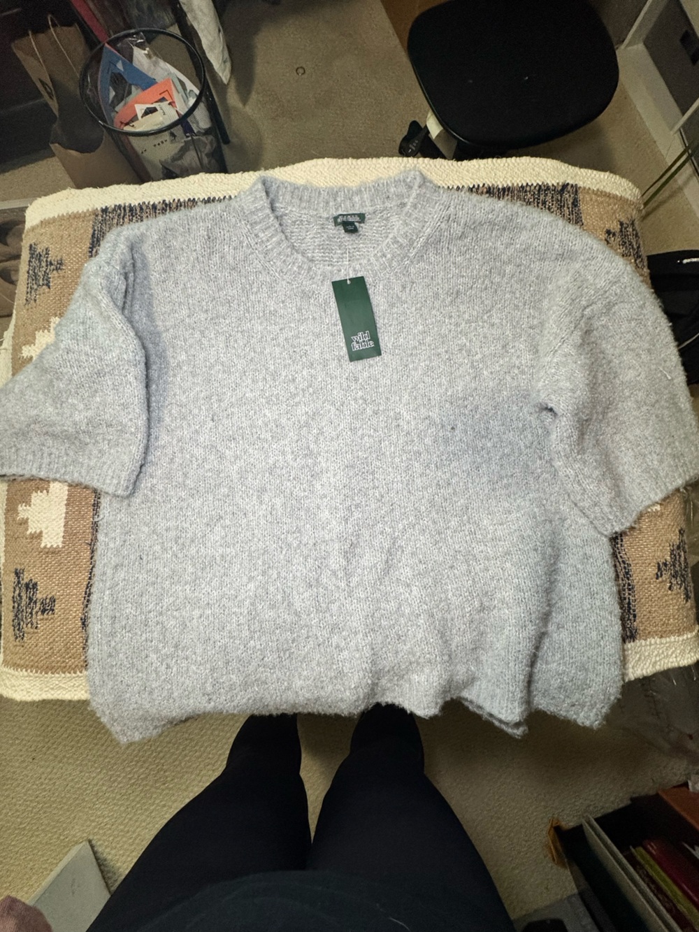 wild fable Heather Light Gray Crewneck Sweater